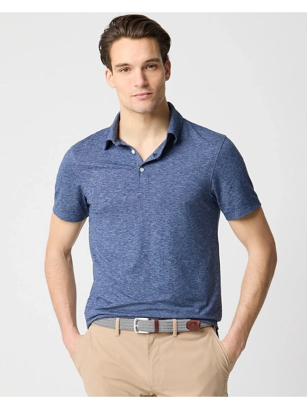 J.Crew Performance Polo Shirt Gray Heather Stretch Moisture Wicking Mens L
